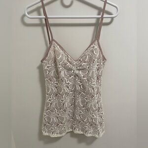 Y2K Anthropologie Bordeaux Cream Lace Lined Camisole XS